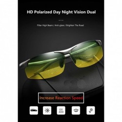 Semi-rimless Polarized Glasses for Men & Women - Night Vision Driving/Sun Glasses with Aluminum Frame Sports Sunglasses - C61...