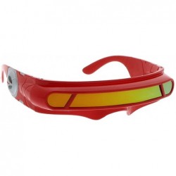 Shield Futuristic Cyclops Wrap Around Sunglasses - Red- Red/Orange Revo - CV1863543O7 $12.31