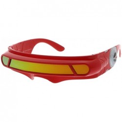 Shield Futuristic Cyclops Wrap Around Sunglasses - Red- Red/Orange Revo - CV1863543O7 $12.31