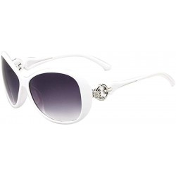 Oval UV400 Sunglasses for Women Vintage Big Frame Sun Glasses Ladies Shades - White - CA196LWZNWU $9.65