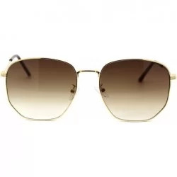 Rectangular Classic 90s Squared Rectangular Wire Rim Dad Sunglasses - Gold Brown - CF18Y5YAEDI $23.19