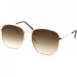 Rectangular Classic 90s Squared Rectangular Wire Rim Dad Sunglasses - Gold Brown - CF18Y5YAEDI $11.90