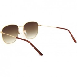 Rectangular Classic 90s Squared Rectangular Wire Rim Dad Sunglasses - Gold Brown - CF18Y5YAEDI $11.90