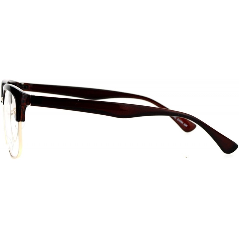Mens Retro Half Horn Rim Horned Eye Glasses - Brown - CU12EPTI79J