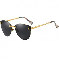 Rimless Fashion polarized Sunglasses for Women Mirrored Cat Eye Sunglasses with Rimless Design A382 - Black - CI18K59LZEW $30.26