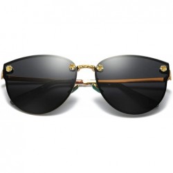 Rimless Fashion polarized Sunglasses for Women Mirrored Cat Eye Sunglasses with Rimless Design A382 - Black - CI18K59LZEW $14.31