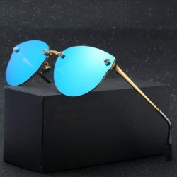 Rimless Fashion polarized Sunglasses for Women Mirrored Cat Eye Sunglasses with Rimless Design A382 - Black - CI18K59LZEW $14.31