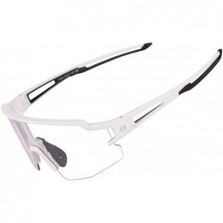 Sport Photochromic Sports Sunglasses for Men Women Cycling UV Protection - Black White - CP1900W4ZAH $51.41
