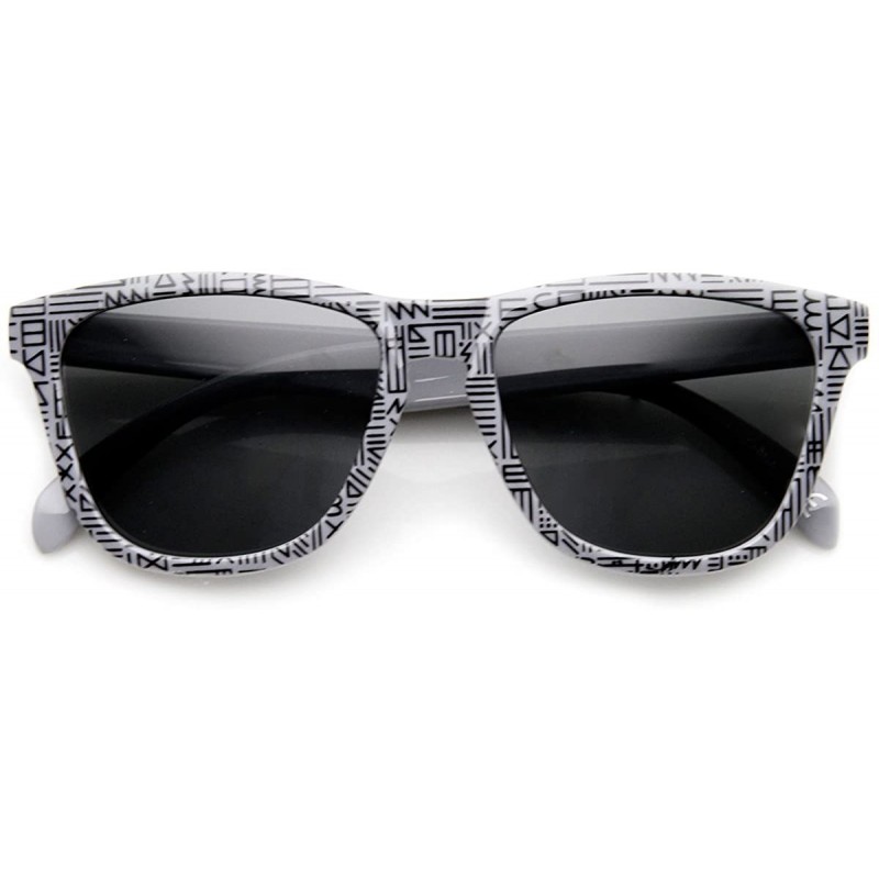 Sport Native Print Geometric Shapes Keyhole Bridge Horn Rimmed Sunglasses - Gray-print - CS11N9M87I5 $11.72