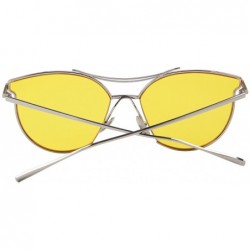Round Women Fashion Flat Mirrored Lens Vintage Twin Beam Sunglasses S8014 - Silver&yellow - CG12GAFHUTD $12.43