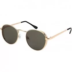 Round Small Vintage Round Oval Sunglass With Flat Lens for Men Women 5157-FLSD - Gold Frame/Green Flat Lens - CH18OIWN98Y $18.60