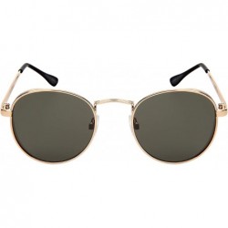 Round Small Vintage Round Oval Sunglass With Flat Lens for Men Women 5157-FLSD - Gold Frame/Green Flat Lens - CH18OIWN98Y $10.42