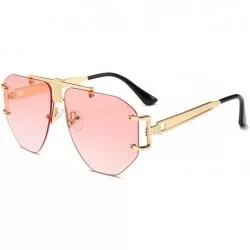 Round Oversized Rimless Sunglasses Women New Brand Design Vintage Square Sun Glasses Men Irregular Eyewear - Clear Pink - CT1...