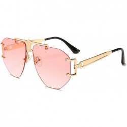 Round Oversized Rimless Sunglasses Women New Brand Design Vintage Square Sun Glasses Men Irregular Eyewear - Clear Pink - CT1...