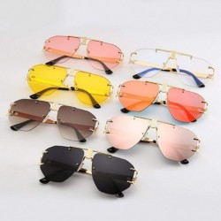 Round Oversized Rimless Sunglasses Women New Brand Design Vintage Square Sun Glasses Men Irregular Eyewear - Clear Pink - CT1...