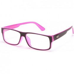 Square Unisex Retro Squared Celebrity Star Simple Clear Lens Fashion Glasses - 1836 Black/Hot Pink - C911T16JLIN $8.77