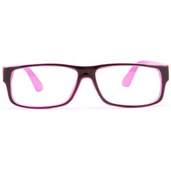 Square Unisex Retro Squared Celebrity Star Simple Clear Lens Fashion Glasses - 1836 Black/Hot Pink - C911T16JLIN $8.77