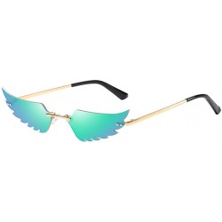 Cat Eye UV Protection Sunglasses for Women Men Rimless frame Cat-Eye Shaped Plastic Lens Metal Frame Sunglass - Green - CX190...