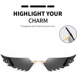 Cat Eye UV Protection Sunglasses for Women Men Rimless frame Cat-Eye Shaped Plastic Lens Metal Frame Sunglass - Green - CX190...