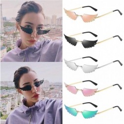 Cat Eye UV Protection Sunglasses for Women Men Rimless frame Cat-Eye Shaped Plastic Lens Metal Frame Sunglass - Green - CX190...