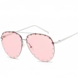 Oversized Women Men Fashion Eyewear Unisex Trendy Rivet Sun Glasses Sunglasses UV400 - 6 - C618W0E7SSY $23.51
