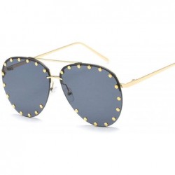 Oversized Women Men Fashion Eyewear Unisex Trendy Rivet Sun Glasses Sunglasses UV400 - 6 - C618W0E7SSY $23.51