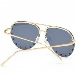 Oversized Women Men Fashion Eyewear Unisex Trendy Rivet Sun Glasses Sunglasses UV400 - 6 - C618W0E7SSY $23.51