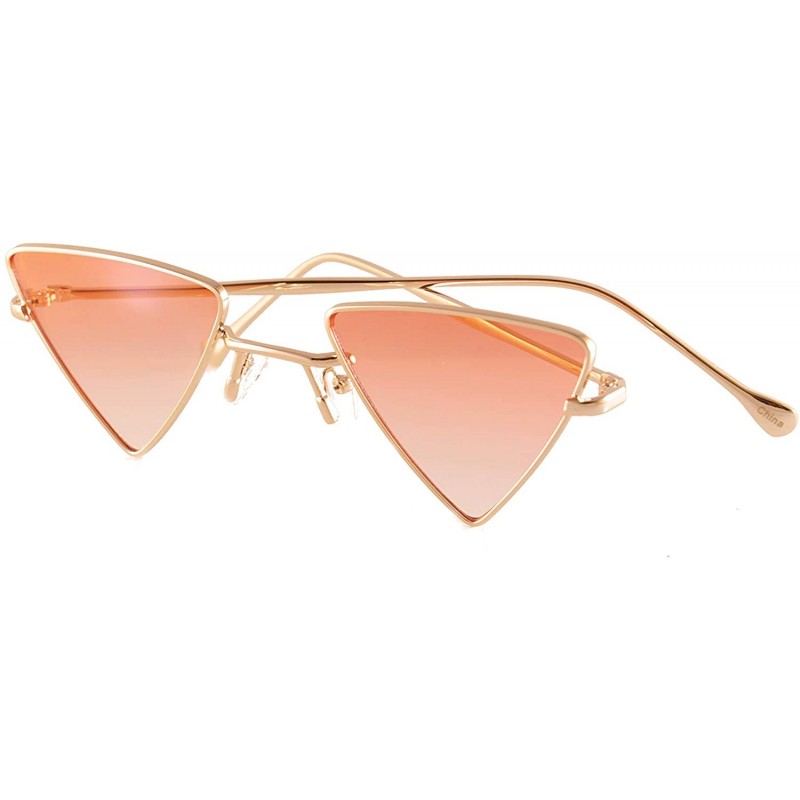 Square Fashion forward Triangle Color Tinted Sunglasses A286 - Grapefruit - CO18UM7ZHGZ $10.93