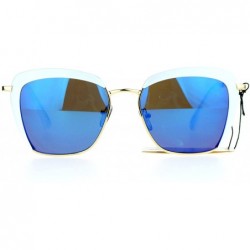 Rectangular Retro Half Rim Brow Boyfriend Rectangular Sunglasses - White - CV127A9V8SH $10.28