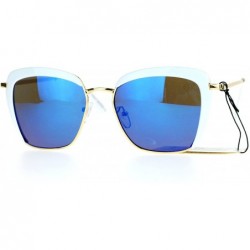 Rectangular Retro Half Rim Brow Boyfriend Rectangular Sunglasses - White - CV127A9V8SH $10.28