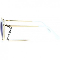 Rectangular Retro Half Rim Brow Boyfriend Rectangular Sunglasses - White - CV127A9V8SH $10.28