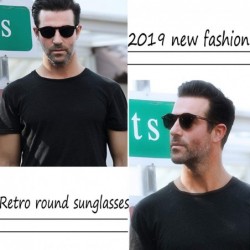 Round SUNGLASSES FOR MEN WOMEN - Half Frame Polarized Classic fashion womens mens sunglasses FD4003 (28brown - 14.5) - CS18U7...