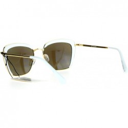 Rectangular Retro Half Rim Brow Boyfriend Rectangular Sunglasses - White - CV127A9V8SH $10.28