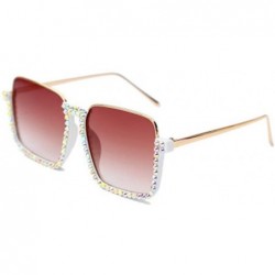Sport Half-Frame Transparent Sunglasses Square Ladies Sunglasses Slimming Glasses - 1 - CV190EWNI6C $27.44