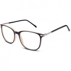 Oversized Fashion Metal Temple Horn Rimmed Clear Lens Glasses - Black Yellow - C811ASE1A6L $22.42