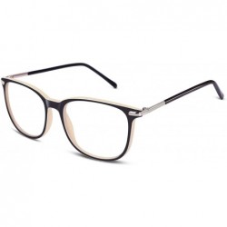 Oversized Fashion Metal Temple Horn Rimmed Clear Lens Glasses - Black Yellow - C811ASE1A6L $8.31