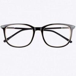 Oversized Fashion Metal Temple Horn Rimmed Clear Lens Glasses - Black Yellow - C811ASE1A6L $8.31