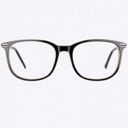 Oversized Fashion Metal Temple Horn Rimmed Clear Lens Glasses - Black Yellow - C811ASE1A6L $8.31