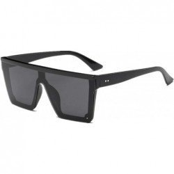 Square Male Flat Top Sunglasses Men Black Square Shades UV400 Gradient Sun Glasses Cool One Piece Designer - Pink - CM199C9CL...