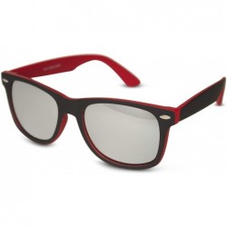 Rectangular Black Front w/Colored Temples & Mirror Lens Sunglasses (Red) - CC11NS70CRZ $9.35