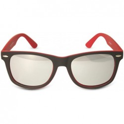 Rectangular Black Front w/Colored Temples & Mirror Lens Sunglasses (Red) - CC11NS70CRZ $9.35