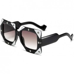 Rectangular Square Diamond Sunglasses-Owersized Thick Frame Eyewear-Vintage Shade Glasses - A - CF190ED28ZM $27.55