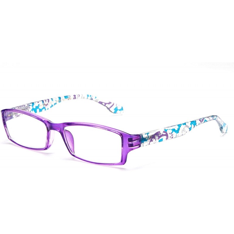 Square Unisex Translucent Spots Design Spring Temple Clear Lens Glasses - Purple - C111O4D68IT $9.93