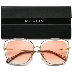 Square Liss Square Sunglasses Gorgeous Gradual Color Lens Double Frame-Gold Frame/Light Orange Lens - C9180OZW47K $13.72