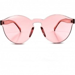 Round Vintage Retro Fashion One Piece Lens Mens Womens Round Circle Sunglasses - Light Pink - CP1892YUWTR $9.13
