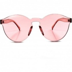 Round Vintage Retro Fashion One Piece Lens Mens Womens Round Circle Sunglasses - Light Pink - CP1892YUWTR $22.52