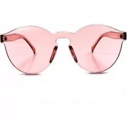 Round Vintage Retro Fashion One Piece Lens Mens Womens Round Circle Sunglasses - Light Pink - CP1892YUWTR $22.52