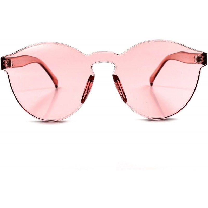 Round Vintage Retro Fashion One Piece Lens Mens Womens Round Circle Sunglasses - Light Pink - CP1892YUWTR $9.13