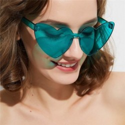 Rimless Summer Beach Love Heart Sunglasses Clear Lens Sun Glasses Women Vintage Cat Eye Sunglasses Shades - Light Pink - C918...