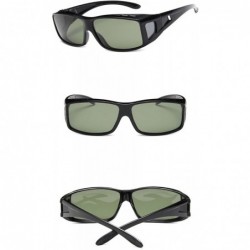 Wrap Unisex Rectangular Frame Side Shield Fit Over Polarized Sunglasses - Glossy Black - CT185WA20QT $29.14